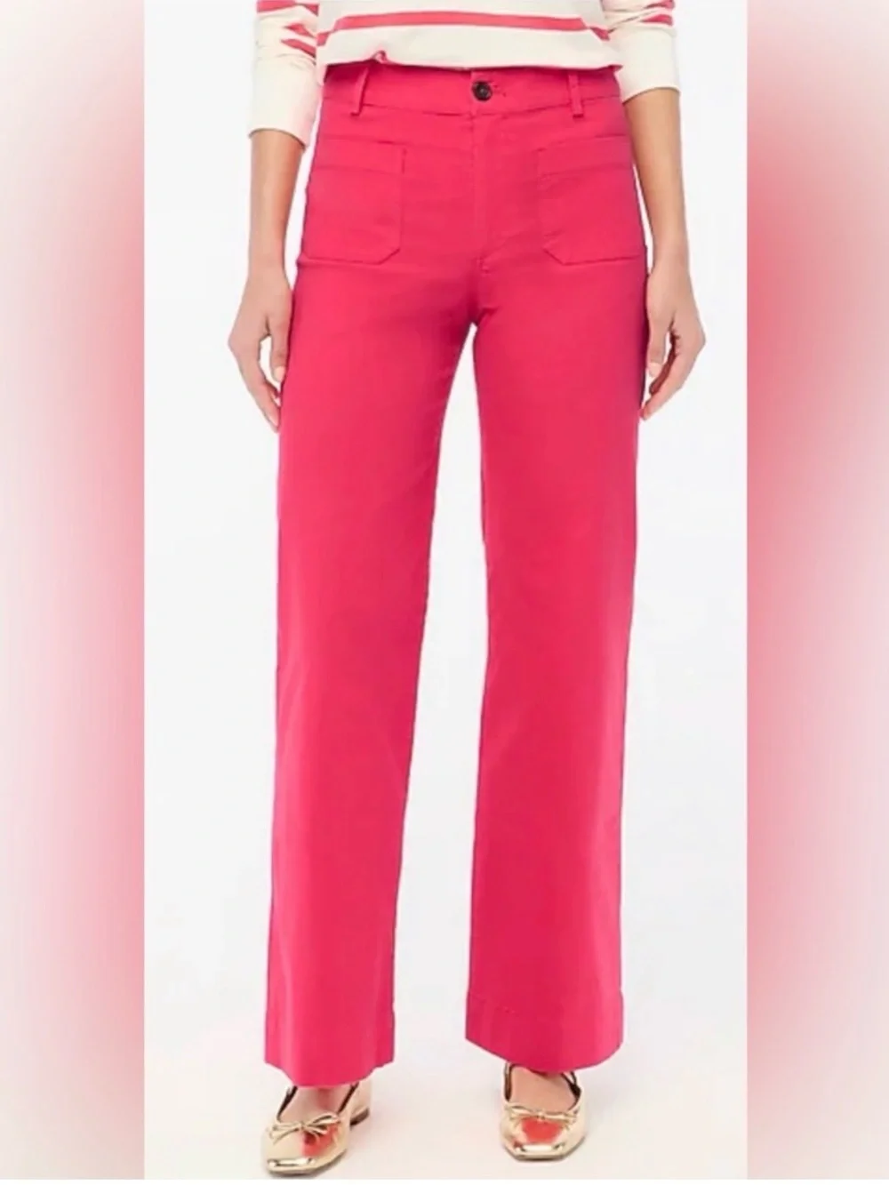 JCrew Factory Lizzie High Rise Patch Pocket Wide Leg Pants Sz 28 new